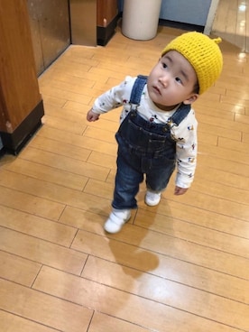 「ミッキーコーデ」｜「アイテム（オールインワン・サロペット）」を使った、rihi_to⋆﻿ さん（キッズ・80cm）の春コーディネート