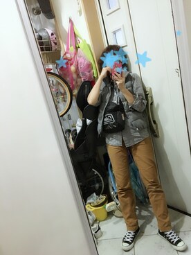 「Eddie Bauer（エディーバウアー）のアイテム（パンツ）」を使った、sawawaさん（レディース・157cm）の秋コーディネート