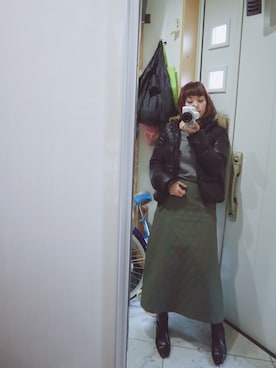 「Eddie Bauer（エディーバウアー）のアイテム（スカート）」を使った、sawawaさん（レディース・157cm）の冬コーディネート