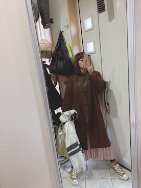 「selectshop moca（セレクトショップモカ）のアイテム」を使った、sawawaさん（レディース・157cm）の冬コーディネート
