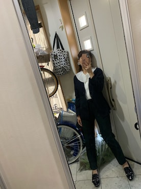 「Eddie Bauer（エディーバウアー）のアイテム（ノーカラージャケット）」を使った、sawawaさん（レディース・157cm）の冬コーディネート