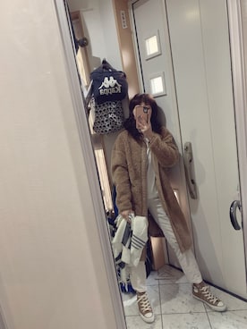 「DHOLIC（ディーホリック）のアイテム（パーカー）」を使った、sawawaさん（レディース・157cm）の冬コーディネート