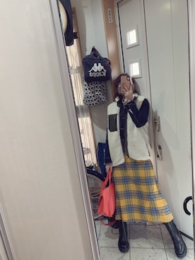 「Eddie Bauer（エディーバウアー）のアイテム（その他アウター）」を使った、sawawaさん（レディース・157cm）の冬コーディネート