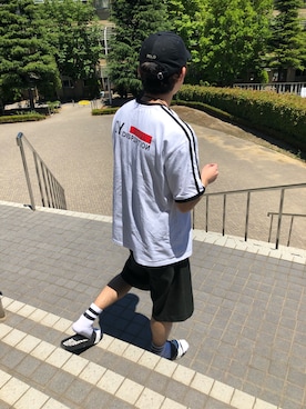 「大学生コーデ」｜「アイテム（スリッポン）」を使った、テトラポッドさん（メンズ・174cm）の夏コーディネート