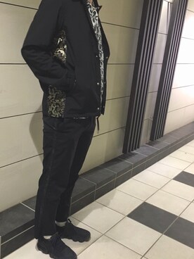 「GU（ジーユー）のhttps://dressmaker.jp（その他アウター、ブラック系）」を使った、shotaさん（メンズ・170cm）の秋コーディネート