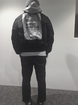 「COMME des GARCONS（コムデギャルソン）のアイテム（MA-1）」を使った、shotaさん（メンズ・170cm）の秋コーディネート
