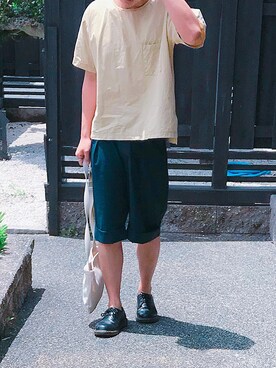 「Dr. Martens（ドクターマーチン）のDr.Martens (ドクターマーチン)/1461 3EYE GIBSON SHOES（その他シューズ）」を使った、キノさん（メンズ・174cm）の夏コーディネート