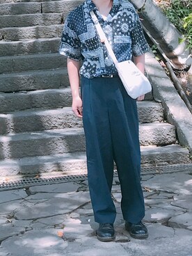 「Dr. Martens（ドクターマーチン）のDr.Martens (ドクターマーチン)/1461 3EYE GIBSON SHOES（その他シューズ）」を使った、キノさん（メンズ・174cm）の夏コーディネート