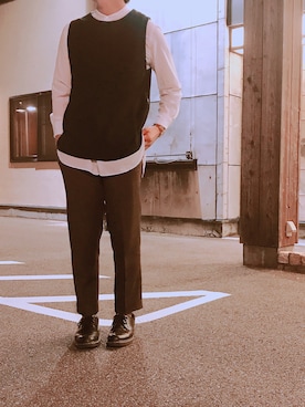 「Dr. Martens（ドクターマーチン）のDr.Martens (ドクターマーチン)/1461 3EYE GIBSON SHOES（その他シューズ）」を使った、キノさん（メンズ・174cm）の秋コーディネート