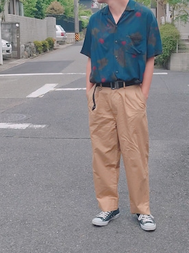 「MONKEY TIME（モンキータイム）のアイテム（チノパンツ）」を使った、キノさん（メンズ・174cm）の春コーディネート