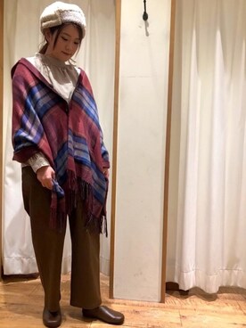 「チェック柄に恋してる」｜「アイテム（スリッポン）」を使った、yukach1101さん（レディース・160cm）の秋コーディネート