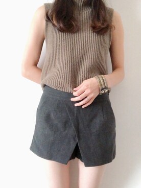 「UNIQLO（ユニクロ）のアイテム（ニット/セーター、グリーン系）」を使った、namiさん（レディース・162cm）の秋コーディネート