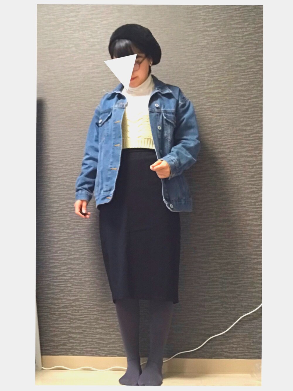 「春、ビスチェ、ビスチェ×デニム、福袋、w closet」｜「GUのアイテム（スカート、ブラック系）」を使った、YUKIさん（レディース・155cm）の春コーディネートの1枚目の写真