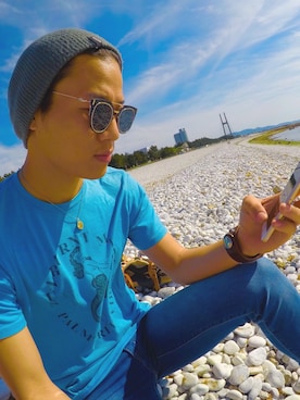 「KC,s（ケイシーズ）のアイテム」を使った、清志郎さん（メンズ・173cm）の夏コーディネート