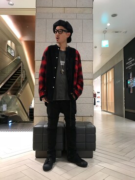 「ISAMU KATAYAMA BACKLASH（イサムカタヤマバックラッシュ）のアイテム（キャスケット）」を使った、takaya  ogawaさん（メンズ・172cm）の秋コーディネート