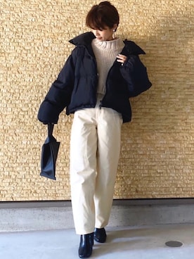 「Libra Cue（リブラ キュー）のアイテム（ダウンジャケット/コート）」を使った、noriさん（レディース・159cm）の冬コーディネート