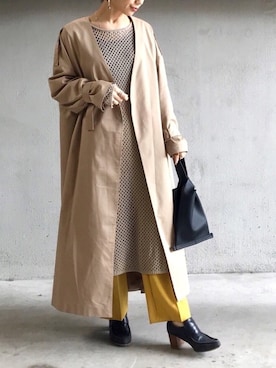「シースルー」｜「アイテム（トレンチコート）」を使った、noriさん（レディース・159cm）の春コーディネート