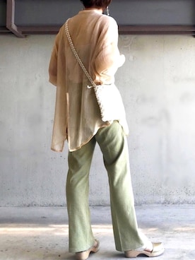 「ビーズバッグ」｜「アイテム（キャミソール）」を使った、noriさん（レディース・159cm）の夏コーディネート