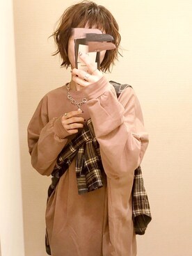 「reca（レカ）のゆったりラフな着心地◆超ビッグシルエットカットソー（Tシャツ/カットソー）」を使った、noriさん（レディース・159cm）の秋コーディネート