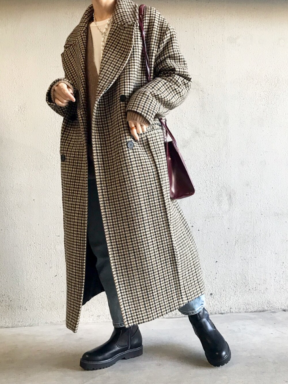 「コート、チェックコート、ZARA、シンプルコーデ、マイベストコーデ2020、オトナ女子、きれいめカジュアル、大人カジュアル、メンズライク、デニム」｜「ZARAのアイテム（チェスターコート、その他）」を使った、noriさん（レディース・159cm）の冬コーディネートの1枚目の写真
