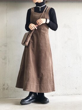 「NANO universe（ナノユニバース）のアイテム（オールインワン・サロペット）」を使った、noriさん（レディース・159cm）の冬コーディネート