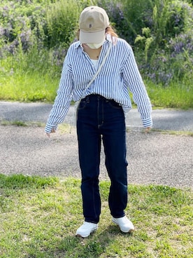 「via j（ヴィアジェイ）のアイテム（帽子）」を使った、noriさん（レディース・159cm）の春コーディネート