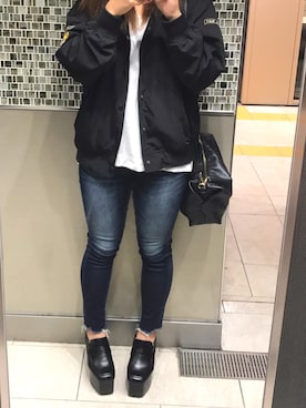 「Rodeo Crowns（ロデオクラウンズ）のアイテム（その他アウター）」を使った、miomioさん（レディース・160cm）の秋コーディネート