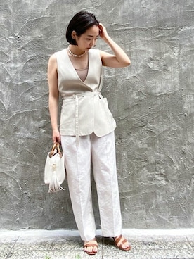 「HANES（ヘインズ）のアイテム（キャミソール）」を使った、nanoPR takasakiさん（レディース・155cm）の夏コーディネート