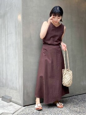 「セットアップスタイル」｜「アイテム（ワンピース/ドレス）」を使った、nanoPR takasakiさん（レディース・155cm）の夏コーディネート