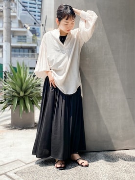 「NANO universe（ナノユニバース）のWEB限定/ラウンドヘムタンク（タンクトップ）」を使った、nanoPR takasakiさん（レディース・155cm）の夏コーディネート