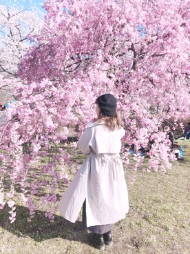「平成最後のWEARISTAセンバツ」｜「アイテム（トレンチコート）」を使った、はっぱさん（レディース・152cm）の春コーディネート
