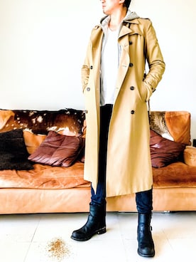 トレンチコートを使った エンジニアブーツ のメンズ人気ファッションコーディネート Wear