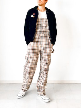 「ウールパンツ」｜「アイテム（サロペット/オーバーオール）」を使った、nouvelle Ark  樋口蒼馬さん（メンズ・177cm）の夏コーディネート