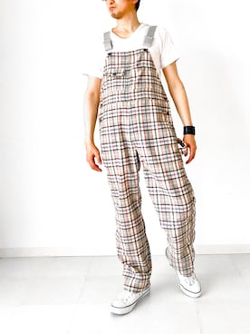 「ウールパンツ」｜「アイテム（サロペット/オーバーオール）」を使った、nouvelle Ark  樋口蒼馬さん（メンズ・177cm）の夏コーディネート