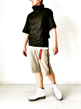 「プルオーバーパーカー」｜「アイテム（チノパンツ）」を使った、nouvelle Ark  樋口蒼馬さん（メンズ・177cm）の夏コーディネート