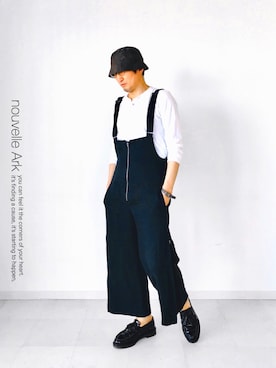 「初秋コーデ」｜「アイテム（オールインワン・サロペット）」を使った、nouvelle Ark  樋口蒼馬さん（メンズ・177cm）の夏コーディネート