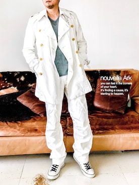 「初秋コーデ」｜「アイテム（トレンチコート）」を使った、nouvelle Ark  樋口蒼馬さん（メンズ・177cm）の秋コーディネート