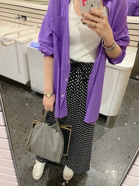 「無印良品（ムジルシリョウヒン）のアイテム（タンクトップ、ホワイト系）」を使った、momoさん（レディース）の夏コーディネート