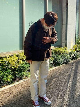 「DANTON（ダントン）のアイテム（デニムパンツ）」を使った、いちのせさん（メンズ・168cm）の冬コーディネート