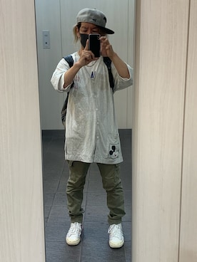「ミッキー」｜「アイテム（カーゴパンツ）」を使った、kou198402さん（メンズ・160cm）の夏コーディネート