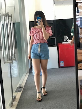 「eight sixty（エイト・シックスティ）のアイテム（パンツ）」を使った、哆啦さん（レディース・156cm）の夏コーディネート