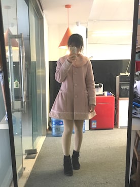 「axes femme（アクシーズファム）のアイテム（ダッフルコート）」を使った、哆啦さん（レディース・156cm）の冬コーディネート