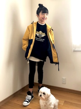 「Honeys（ハニーズ）のアイテム（ジャケット/アウター）」を使った、YURAさん（キッズ・146cm）の冬コーディネート