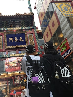 「off white（オフホワイト）のアイテム（バックパック/リュック）」を使った、Ran♡さん（メンズ・163cm）の秋コーディネート