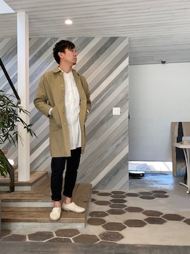 「united arrows」｜「アイテム（トレンチコート）」を使った、YAYAIKEMEN / ややイケメンさん（メンズ・172cm）の冬コーディネート