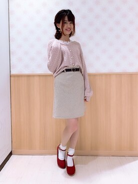 「透かし柄」｜「アイテム（パンプス）」を使った、マジェスティックレゴンルミネ大宮店スタッフさん（レディース・161cm）の冬コーディネート