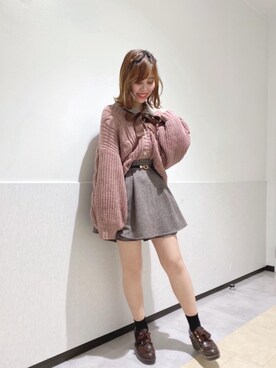 「ざっくりカーデ」｜マジェスティックレゴンルミネ大宮店スタッフさん（レディース・158cm）の冬コーディネート