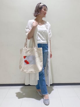 「MAJESTIC LEGON（マジェスティックレゴン）のキリカエレースタンク（タンクトップ）」を使った、マジェスティックレゴンルミネ大宮店スタッフさん（レディース・154cm）の夏コーディネート