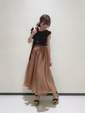 「MAJESTIC LEGON（マジェスティックレゴン）のキリカエレースタンク（タンクトップ）」を使った、マジェスティックレゴンルミネ大宮店スタッフさん（レディース・158cm）の夏コーディネート