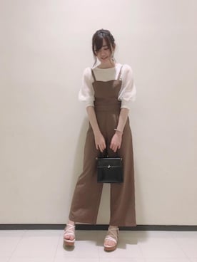 「モカ」｜「アイテム（オールインワン・サロペット）」を使った、マジェスティックレゴンルミネ大宮店スタッフさん（レディース・159cm）の夏コーディネート